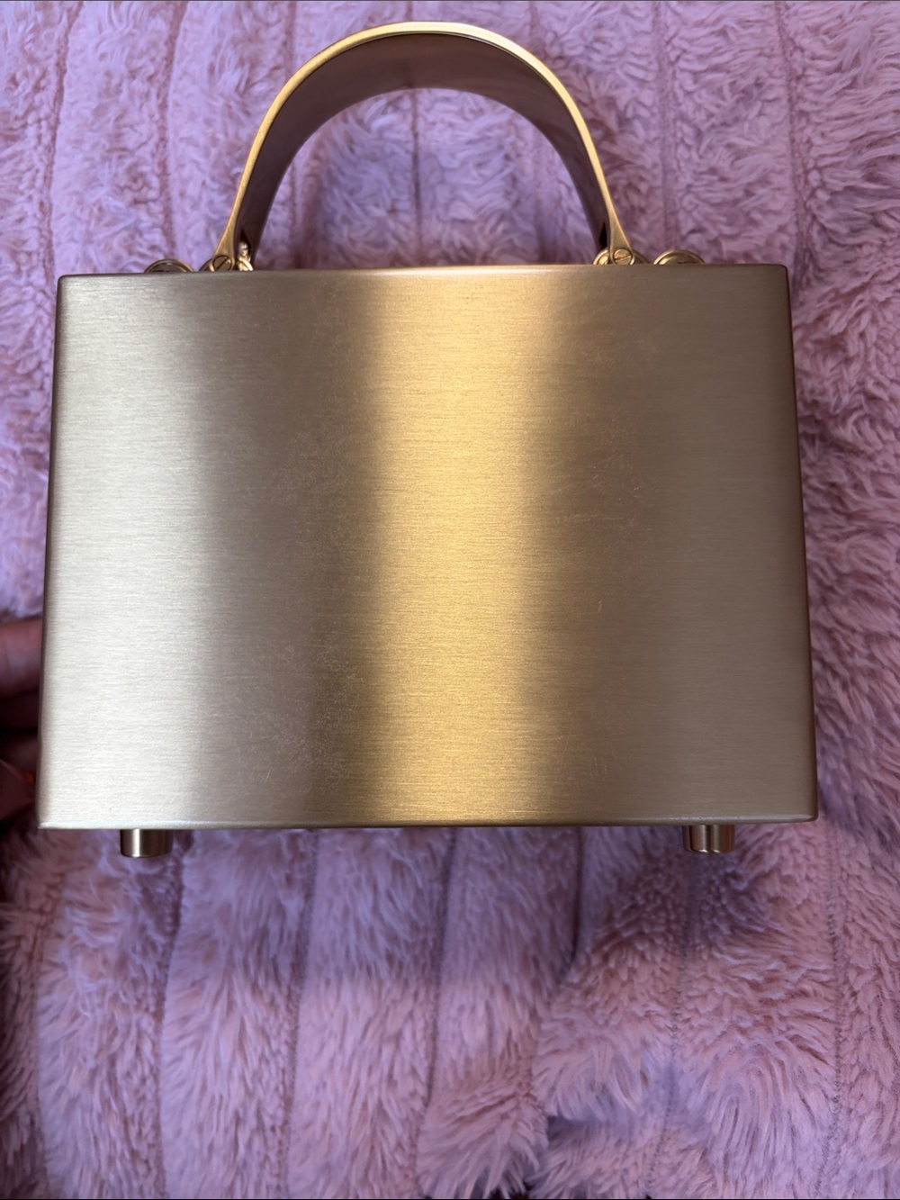 Brandon Blackwood Brushed Metallic Gold Top-Handle Mini trunk - Picture 2 of 6